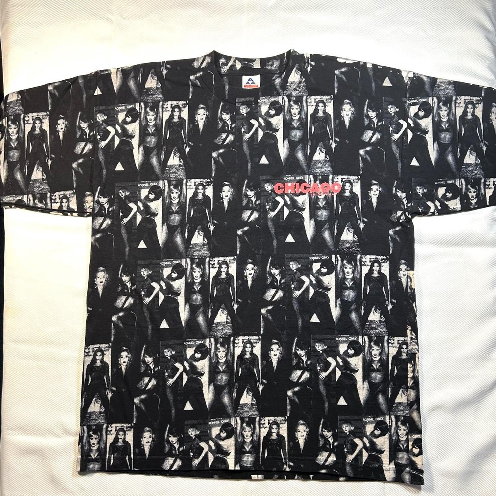 VTG RARE 1990's Chicago the Musical All Over Print T-Shirt XL Alstyle Apparel